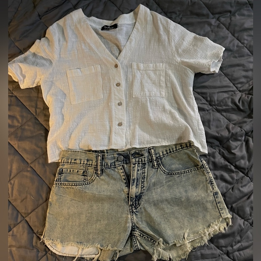 White gauze short sleeves top